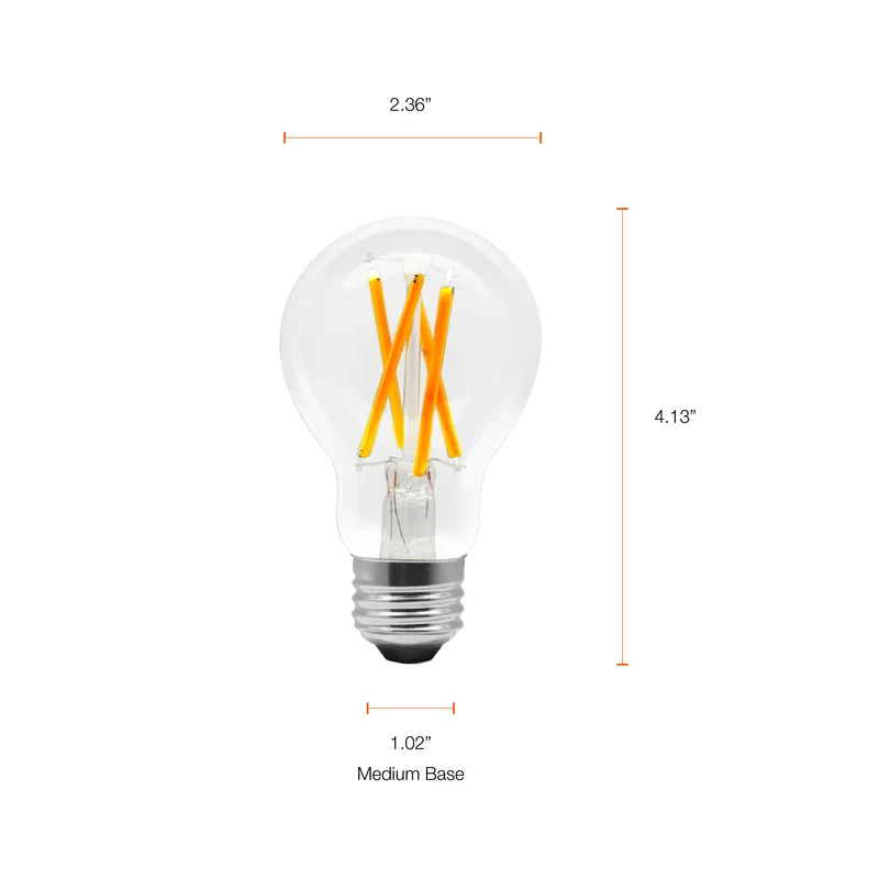 SYLVANIA Wifi LED Smart A19 Light Bulb, 7.5W, with Filament, for Alexa / Google Assistant, Energy Star, Clear, 2700K, Soft White - 1 Pk