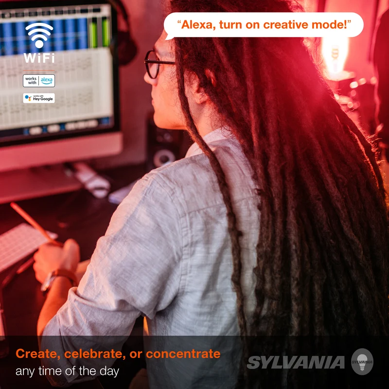 SYLVANIA Wifi LED Smart ST19 RGBW Color and Amber Finish Filament Light Bulb, 7W, for Alexa / Google Assistant, 2000K, No Hub Required, Clear - 1 PK