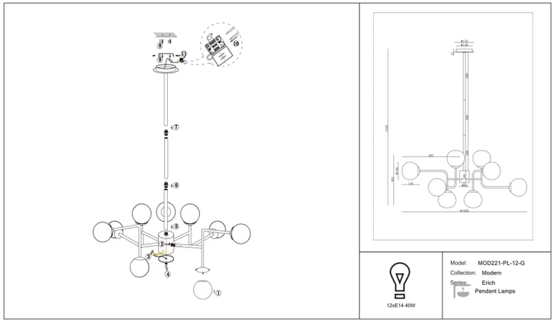 Suspension Luminaire | ERICH (Multi-globes)