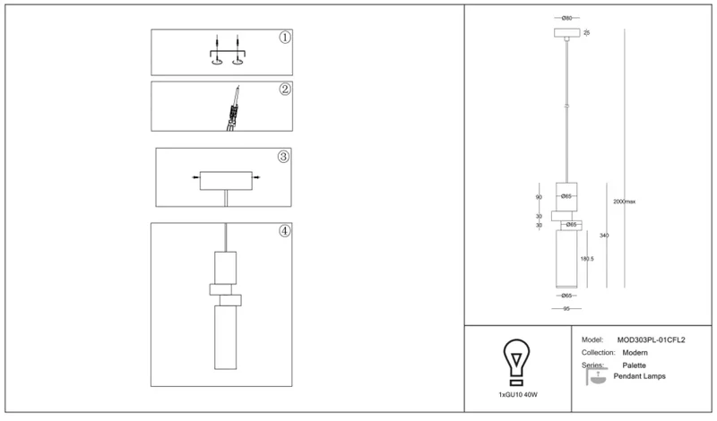 Suspension Luminaire | PALETTE (Tube Asymétrique)