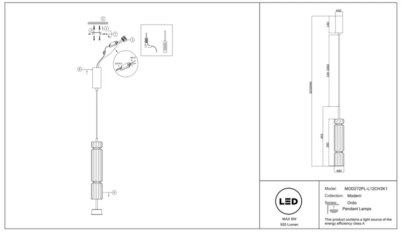 Suspension Luminaire | ORDO (Tube)