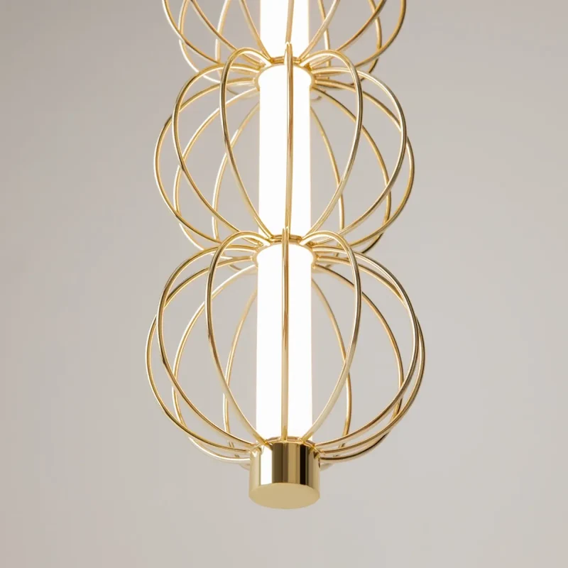 Suspension Luminaire | GOLDEN CAGE (Tube Vertical)
