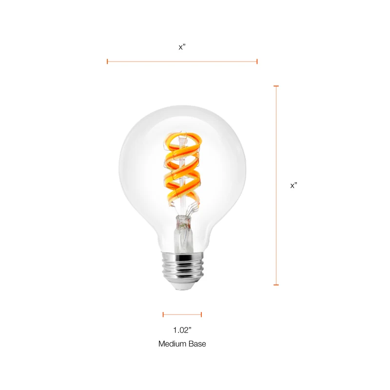 SYLVANIA Wifi LED Smart G25 RGBW Color and Amber Finish Filament Light Bulb, 7W, for Alexa / Google Assistant, 2000K, No Hub Required, Clear - 1 PK