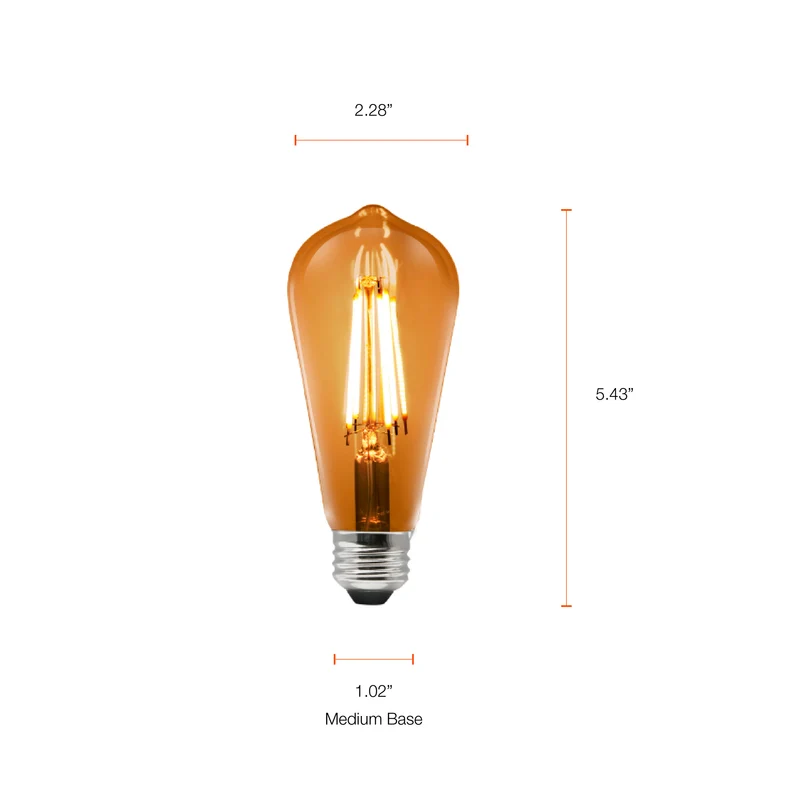 SYLVANIA Wifi LED Smart ST19 Amber Finish Light Bulb, 3.5W, for Alexa / Google Assistant, 2000K, No Hub Required - 1 PK