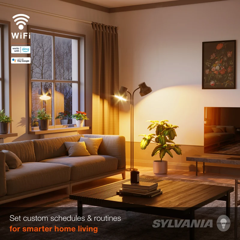 SYLVANIA Wifi LED Smart A19 Amber Finish Light Bulb, 4.5W, for Alexa / Google Assistant, 2000K, No Hub Required - 1 PK