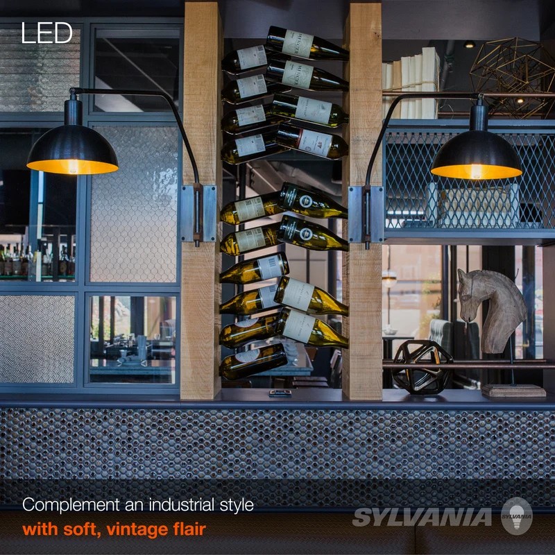SYLVANIA Vintage ST19 LED Light Bulb, 40W / 60W, 2175K, Dimmable, Amber Finish