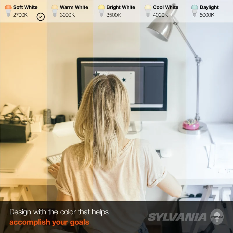 SYLVANIA LED Light Bulb, A19, 8.5W, 10 Year, Non-Dimmable, 3500K, Bright White - 4 Pk
