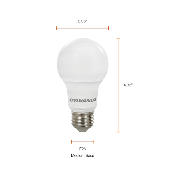 SYLVANIA LED Light Bulb, A19, 8.5W, 10 Year, Non-Dimmable, 3500K, Bright White - 4 Pk