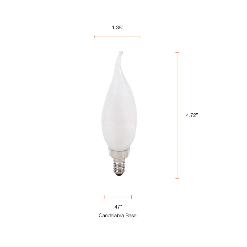 SYLVANIA LED TruWave Natural Series Décor B10 Light Bulb, 60W, Candelabra Base, Dimmable, Frosted, 2700K, Soft White - 2 Pk