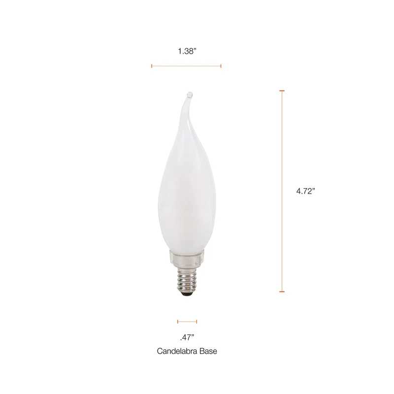 SYLVANIA LED TruWave Natural Series Décor B10 Light Bulb, 60W, Dimmable, Frosted, 5000K, Daylight - 2 Pk
