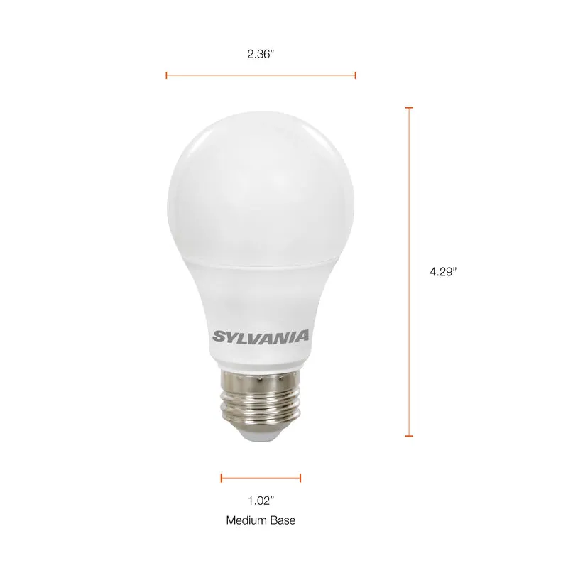 SYLVANIA LED A19 Light Bulb, 75W = 12W, Non-Dimmable, Frosted Finish, 1100 Lumens, 2700K, Soft White - 24 Pk