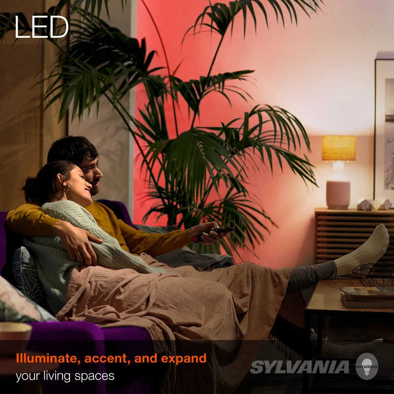 SYLVANIA 6.6ft USB RGB Flexible Light Strip Starter Kit, 16 Dimmable Colors with RF Remote Control, Black - 1 Pk