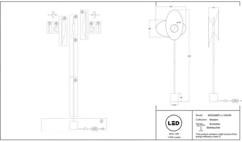 Lampadaire | EVOLUTION (Double Abat-jour)