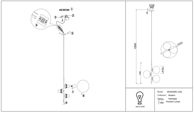 Suspension Luminaire | NOSTALGIA (Trois Globes)