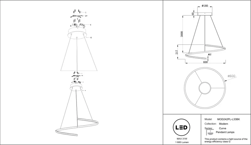 Suspension Luminaire | CURVE (Anneau)