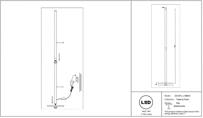 Lampadaire | RAY (Tube Lumineux)