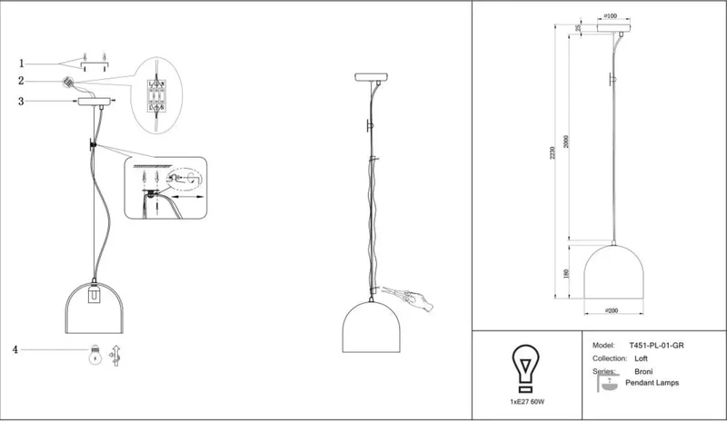 Suspension Luminaire | BRONI (Coupole)