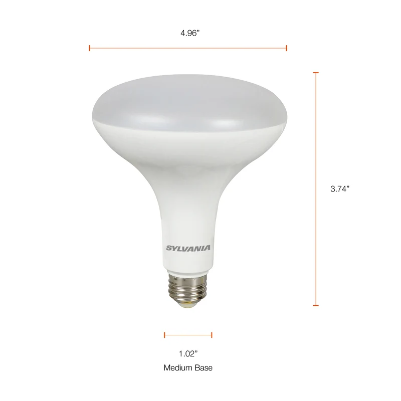 SYLVANIA LED BR40 Flood Light Bulb, 85W = 12W, Dimmable, 22 Year, Frosted, 2700K, Soft White - 1 Pk