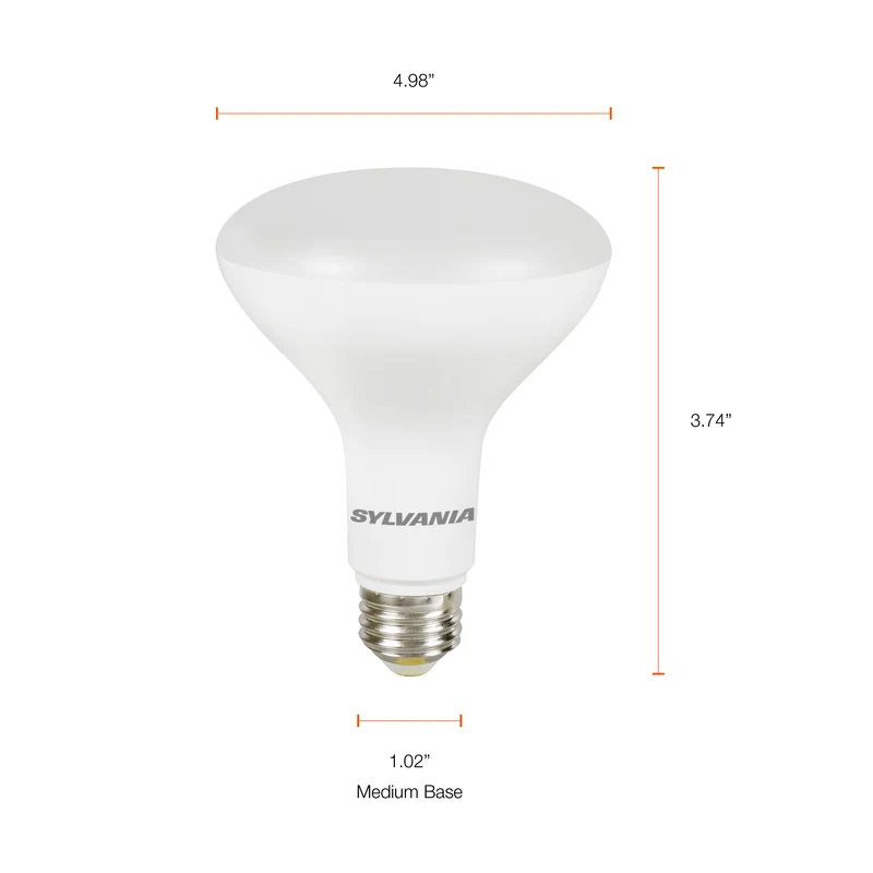 SYLVANIA LED BR30 Flood Light Bulb, 65W = 9W, Dimmable, 22 Year, Frosted, 2700K, Soft White - 1 Pk