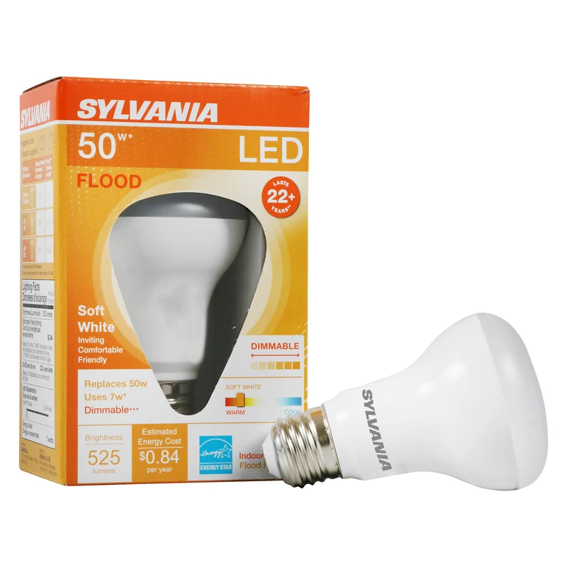 SYLVANIA LED R20 Flood Light Bulb, 50W = 7W, Dimmable, 22 Year, Frosted, 5000K, Daylight - 1 Pk