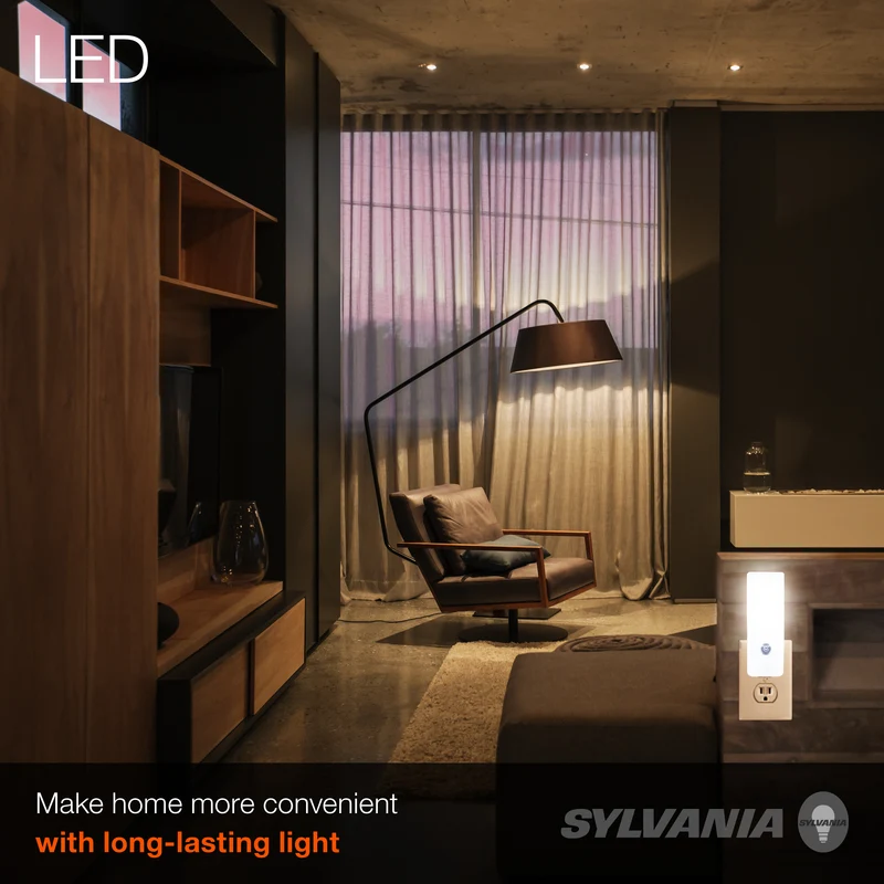SYLVANIA Automatic Traditional Style Night Light, 10 Lumens, Warm White, 3000K, Plug-In