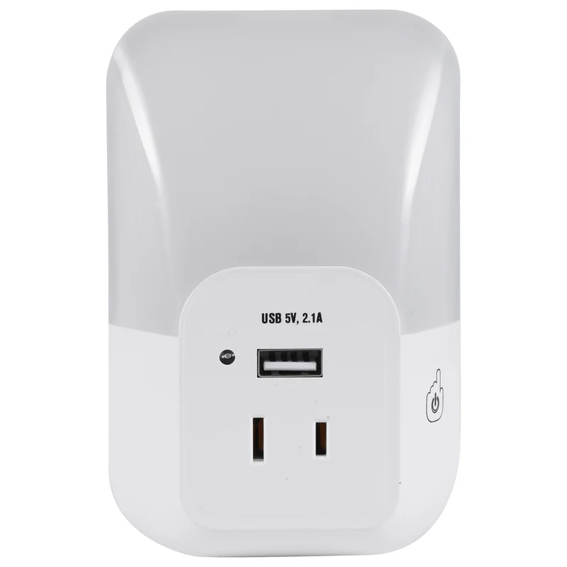 SYLVANIA LED Night Light with USB Port and Socket, 3-Color Select, Frosted, 3000K, 5 Lumens, Cool White