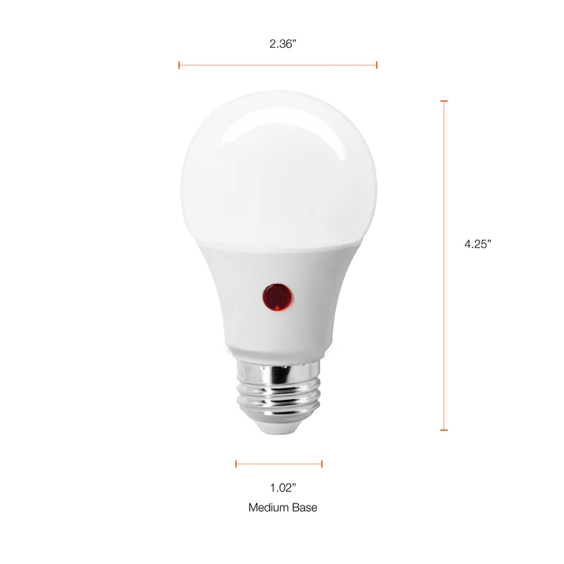 SYLVANIA Dusk to Dawn A19 LED Light Bulb with Auto On/Off Light Sensor, 60W=9W, 800 Lumens, 5000K, Daylight - 1 Pack (41289)