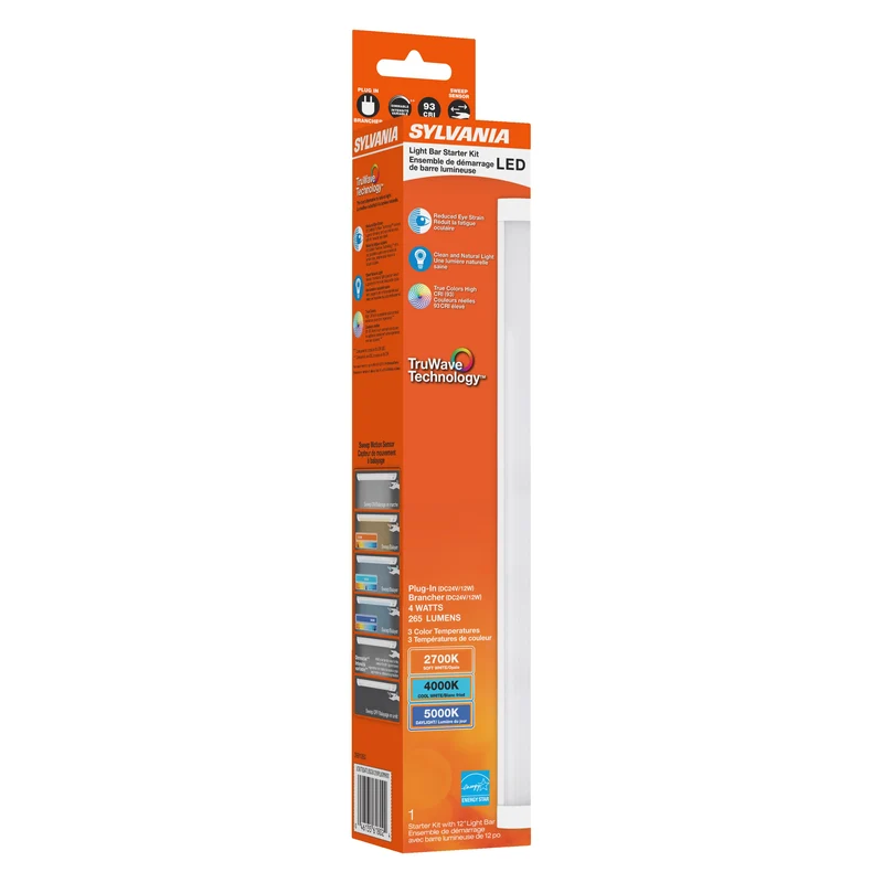 SYLVANIA TruWave 3-Way Selectable 12" LED Under Cabinet Light Starter Kit, Soft / Cool / Daylight, Plug-in Adapter - 1 Pack