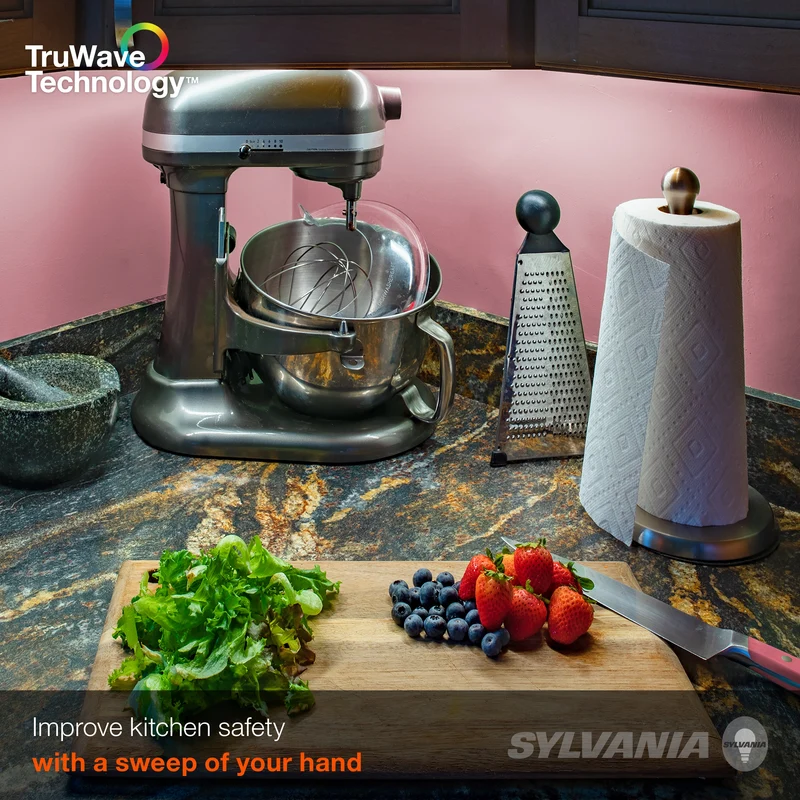 SYLVANIA TruWave 3-Way Selectable 12" LED Under Cabinet Light Starter Kit, Soft / Cool / Daylight, Plug-in Adapter - 1 Pack