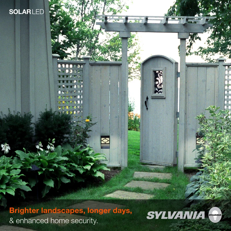 SYLVANIA Solar Wall Light Luminaire with Daylight Sensor, LED and Battery Included, 3000K, Warm White, Black Finish - 2 Pk