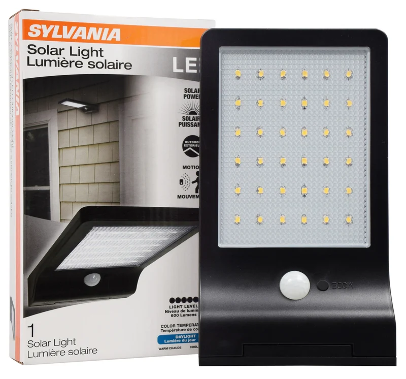 SYLVANIA Solar Flood Light Luminaire with Daylight Sensor, LED and Battery Included, 5000K, Daylight, Black Finish