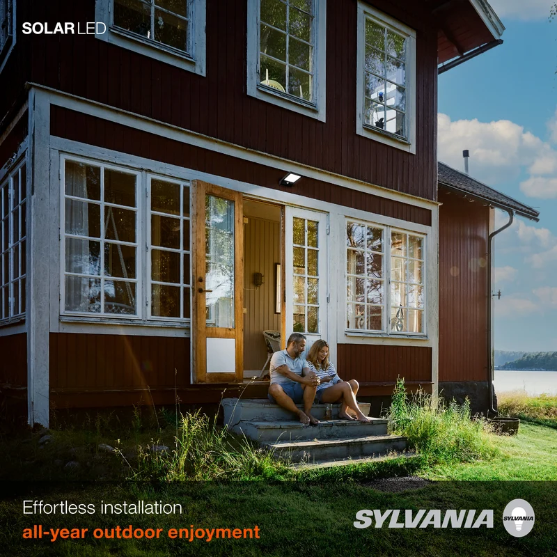 SYLVANIA Solar Flood Light Luminaire with Daylight Sensor, LED and Battery Included, 5000K, Daylight, Black Finish