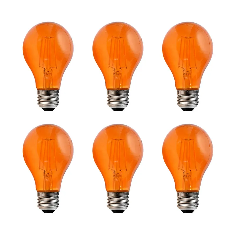 SYLVANIA LED Orange Glass Filament A19 Light Bulb, 40W = 4.5W, Dimmable, E26 Medium Base - 6 Pk