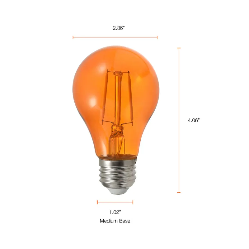 SYLVANIA LED Orange Glass Filament A19 Light Bulb, 40W = 4.5W, Dimmable, E26 Medium Base - 6 Pk