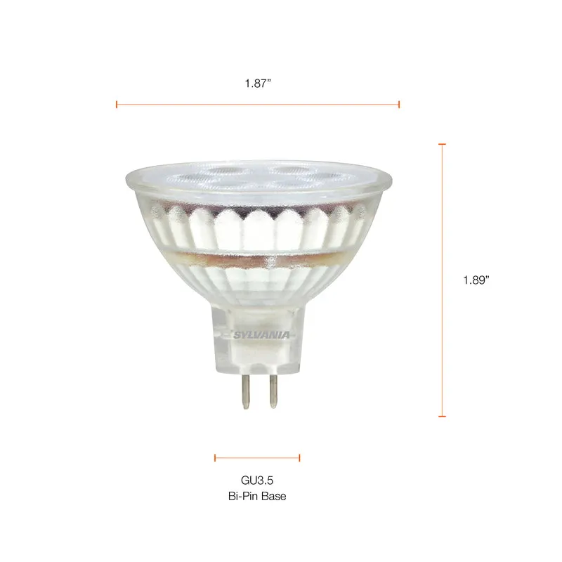 SYLVANIA LED Flood MR16 Light Bulb, 20W = 5W, GU5.3 Bi-Pin Base, Dimmable, 2700K / 3000K, Soft White / Bright White