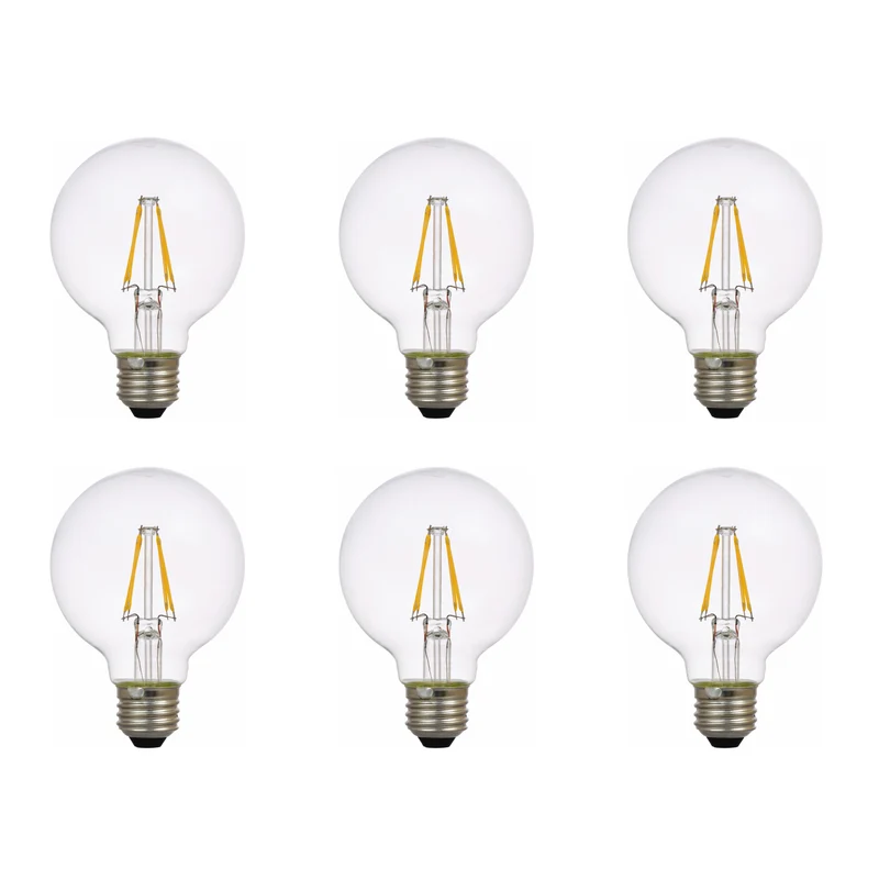 SYLVANIA LED TruWave Globe Light Bulb, 60W = 8.5W, Dimmable, Clear, 2700K, Soft White - 6 PK