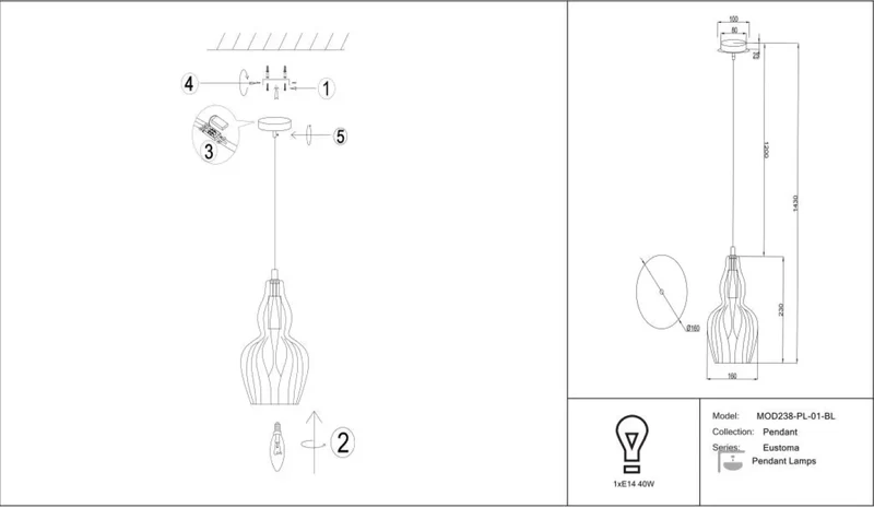 Suspension Luminaire | EUSTOMA (Cloche)
