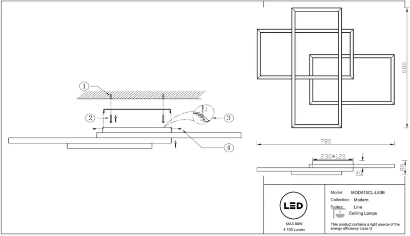 Luminaire Plafonnier | LINE (Cadre Géométrique)