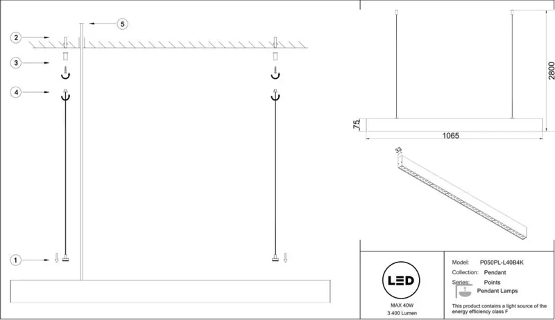 Suspension Luminaire | POINTS (Barre Linéaire)