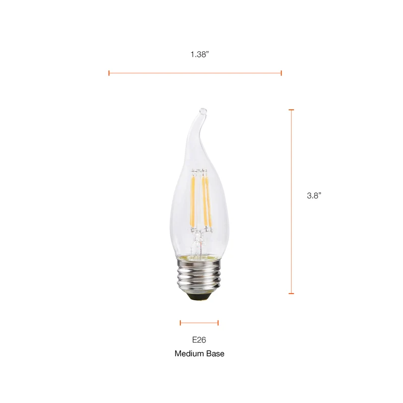 SYLVANIA LED TruWave Candelabra Light Bulb, 60W = 5.5W, Dimmable, Medium Base, Clear, Candle Tip, Daylight - 2 PK