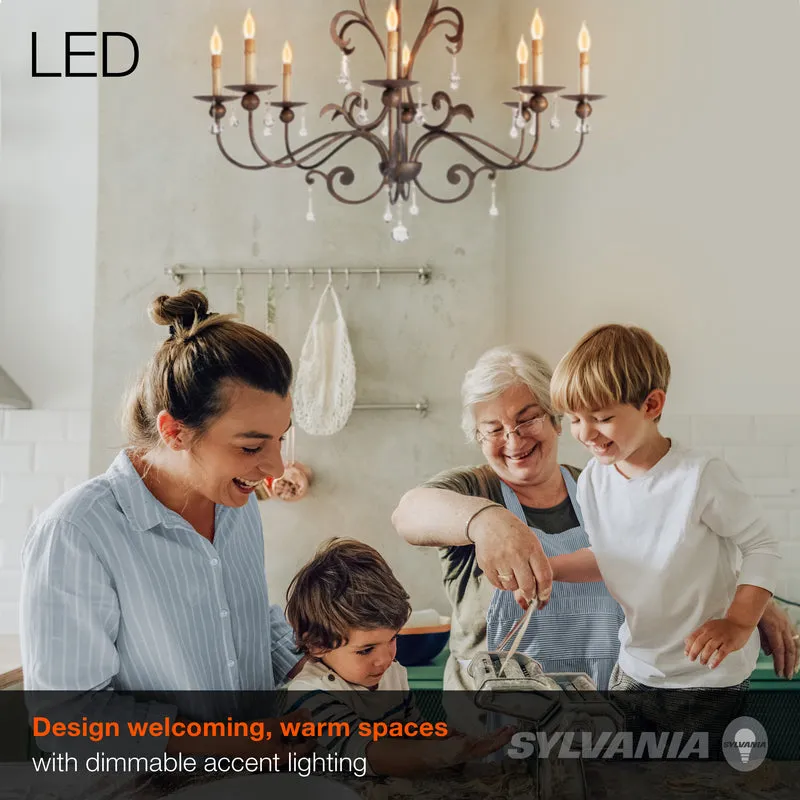SYLVANIA LED Vintage B10 Light Bulb, 40W = 4W, 2175K, Medium Base, Dimmable, Amber Glow