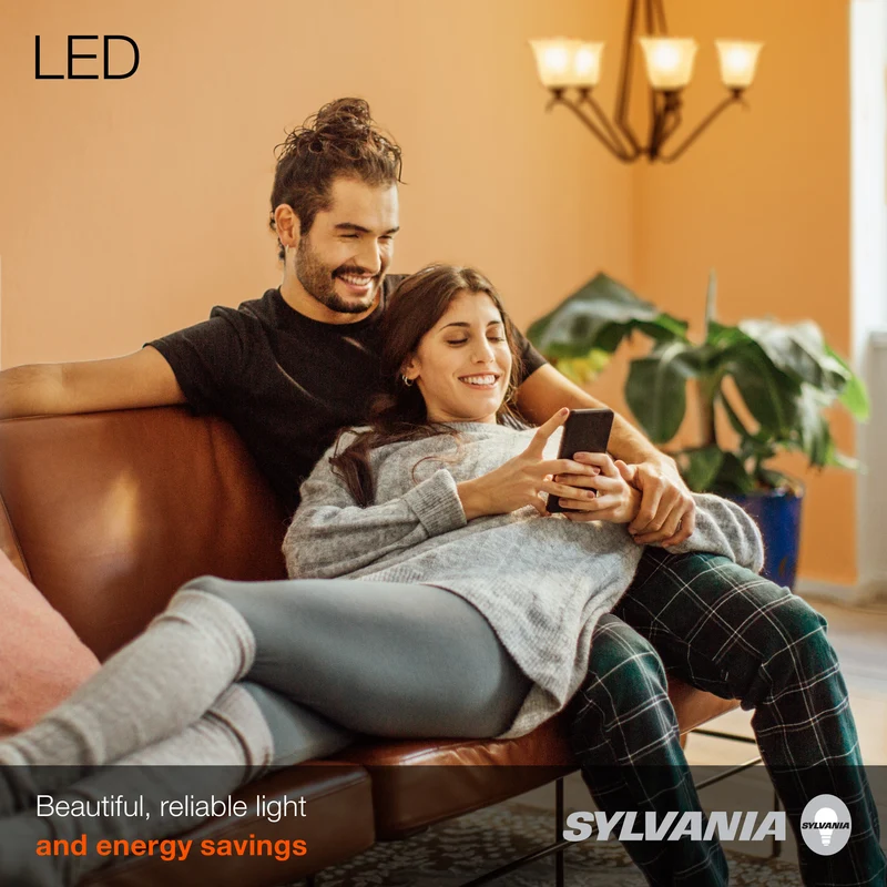 SYLVANIA B10 LED Light Bulb, 60W = 5W, 2700K, 13 Year, Candelabra Base, Soft White - 2 Pk