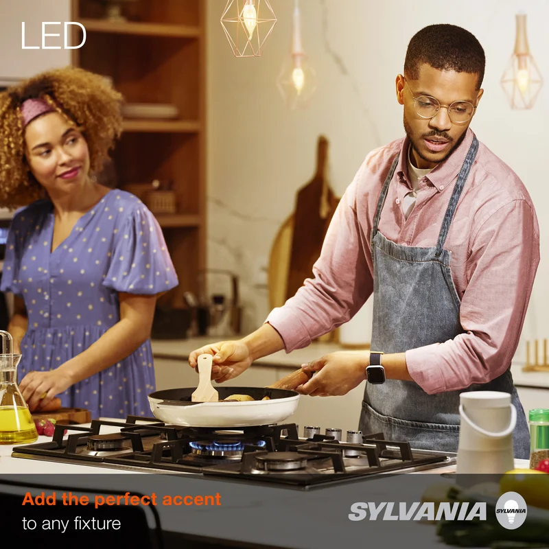 SYLVANIA B10 LED Light Bulb, 60W = 5W, 2700K, 13 Year, Candelabra Base, Soft White - 2 Pk