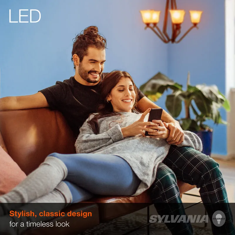 SYLVANIA LED Vintage B10 Light Bulb, 40W, 2175K, Candelabra Base, Dimmable, Amber Glow