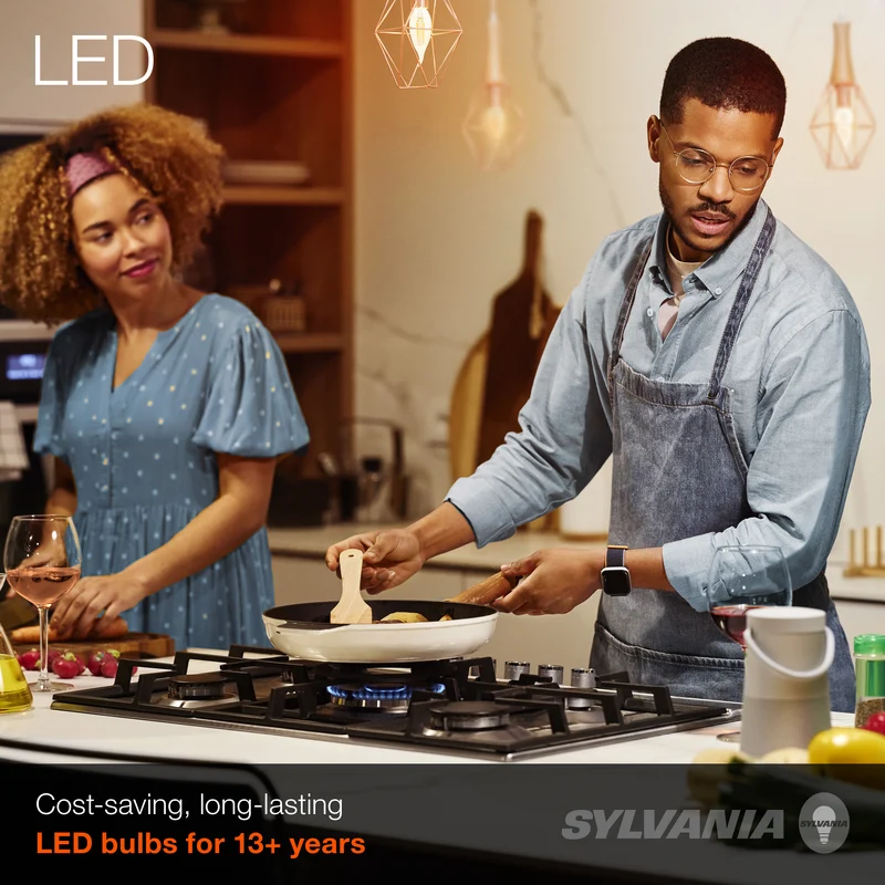 SYLVANIA LED Vintage B10 Light Bulb, 40W, 2175K, Candelabra Base, Dimmable, Amber Glow