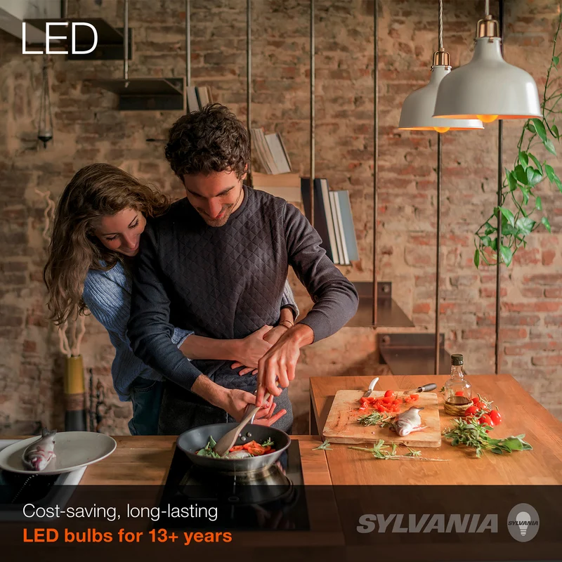 SYLVANIA LED Vintage Filament A19 Light Bulb, 40W / 60W, 13 Year, 2175K, Dimmable, Amber Glow