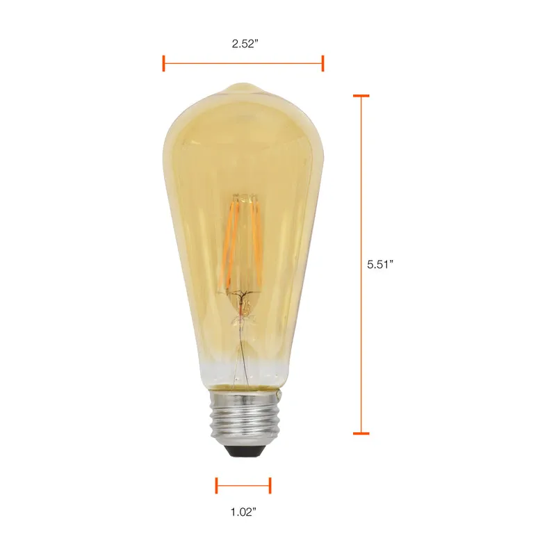 SYLVANIA Vintage ST19 LED Light Bulb, 40W / 60W, 2175K, Dimmable, Amber Finish