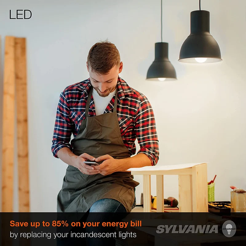 SYLVANIA LED A19 Light Bulb, 60W Equivalent Efficient 8.5W Medium Base, 2700K Soft White - 4 Pk