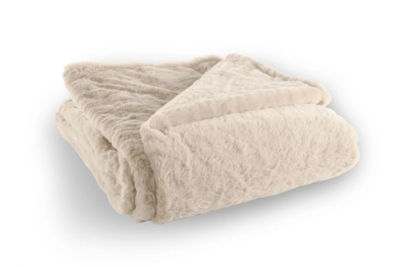 Plaid XL fausse fourrure beige
