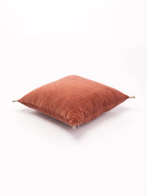 Coussin velours terracotta